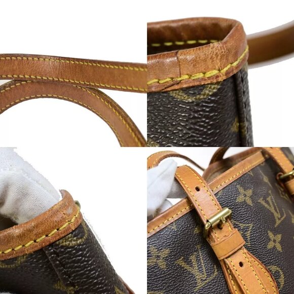 LOUIS VUITTON BUCKET PM Shoulder Tote Bag Monogram Leather Brown M42238 31FA771 - Picture 8 of 13